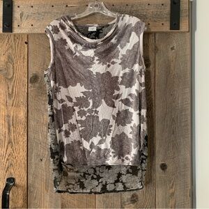 Women’s M CABI Tango Floral Sheer High Low Cowl Neck Chiffon Soft Tank Top